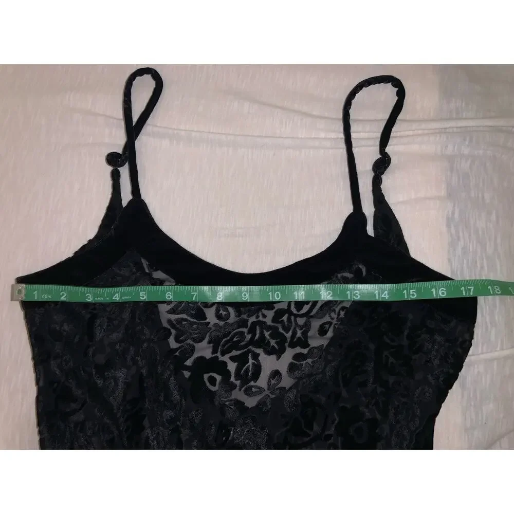 Victoria’s Secret Vintage Black Burnout Velvet Lingerie Slip Dress Size Medium? - Picture 6 of 7